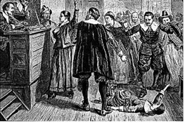 Imaginary scene of confession at Salem Witchcraft trials